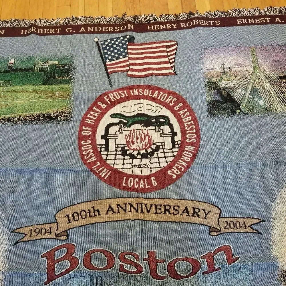 Vintage Cotton Tapestry Throw Blanket Boston Local 6 Fenway Park New